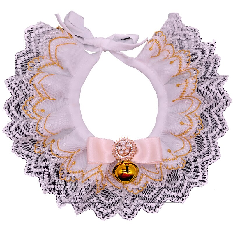 Charmy Cinta de Oro gato Baberos dulce gatito Collar de perro, Collar de Bell bufanda para perro accesorios lindo correa para el cuello perrito Yorkie de trapo