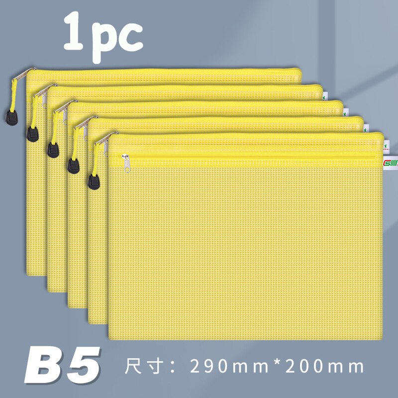 Double Zipper Plastic Folder File Envelope A4 A5 A6 B5 Poly Stationery Storage Waterproof PVC Organizer Bag: B5 Yellow