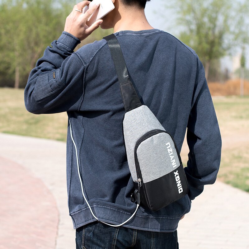 Neue Männlichen Schulter Tasche USB Ladung Umhängetaschen Männer Anti Diebstahl Brust Tasche Schule Sommer lässig Reise Boten tasche