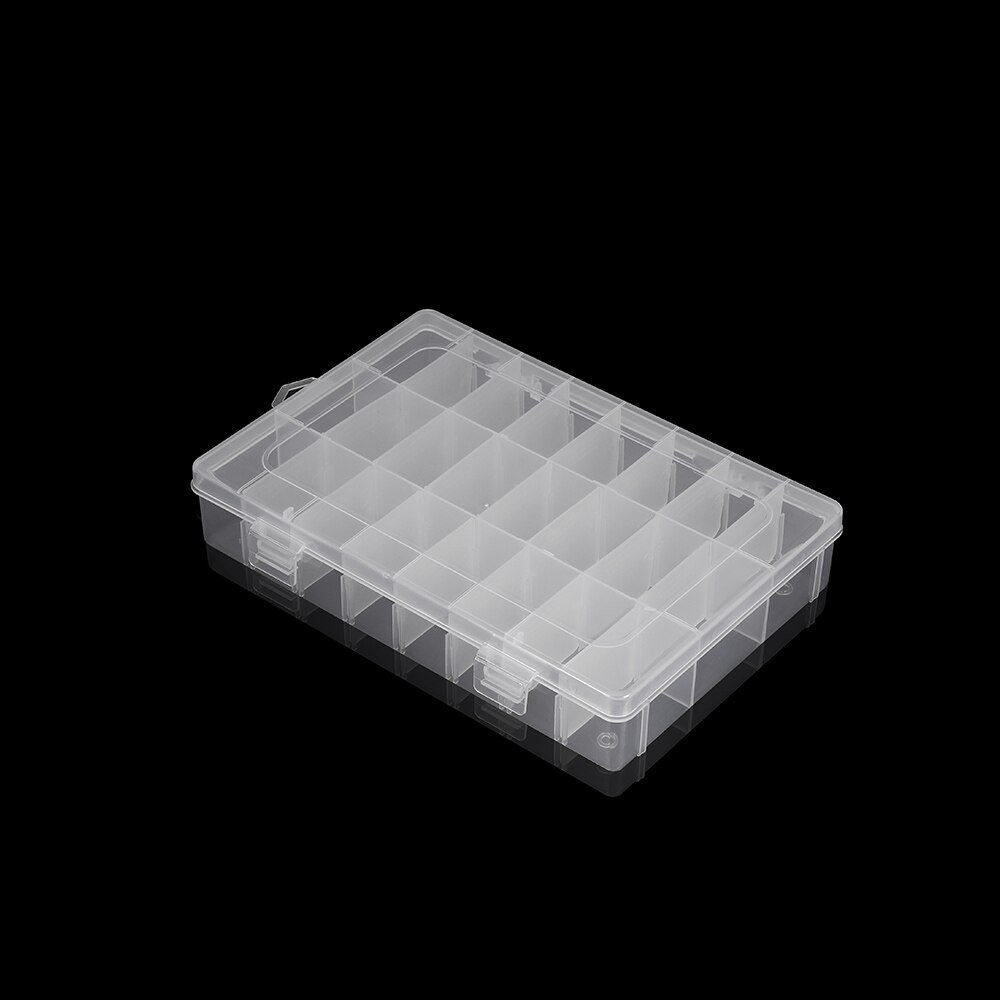 24 Grids Adjustable Plastic Jewelry Beads Accessories Storage Boxs Case Jewelry Display Beads Earring Making Organizer Container: White