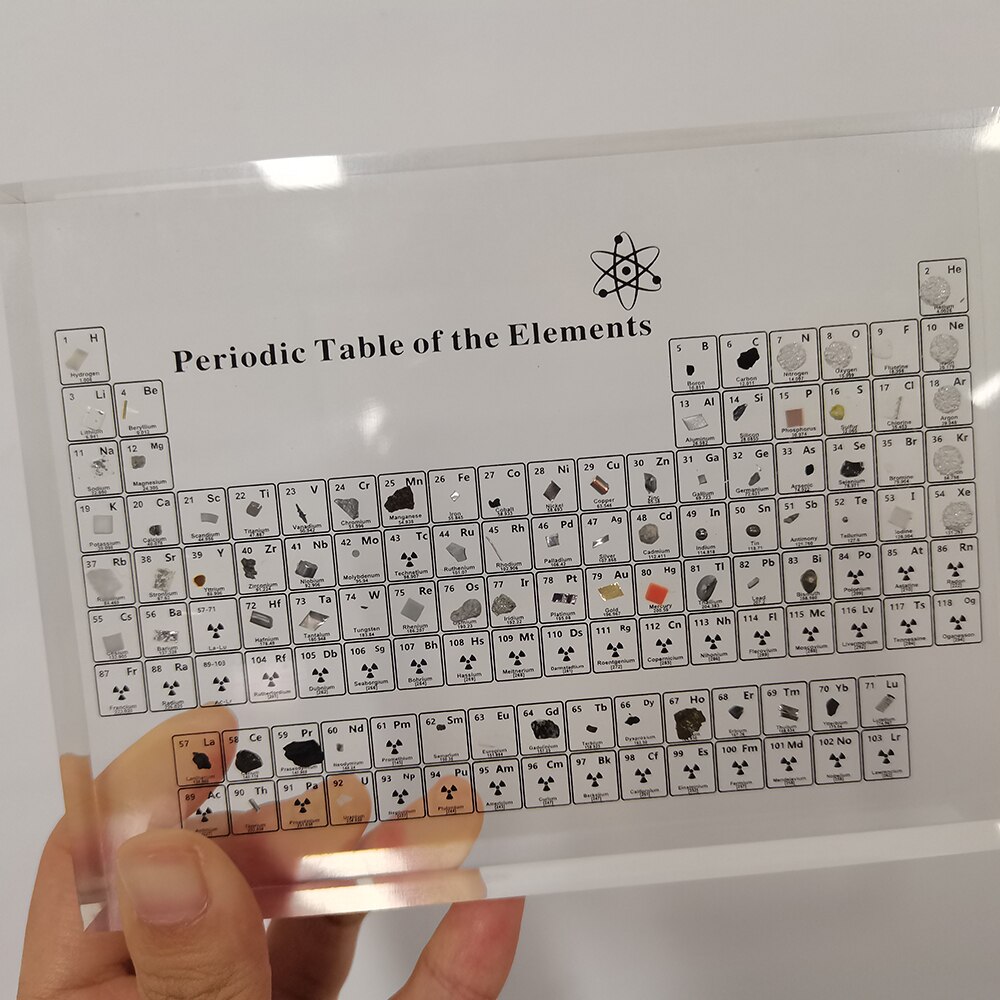 Acrylic Periodic Table Display With Real Elements Kids Teaching School Day Birthday Chemical Element Display Home Decor: Default Title
