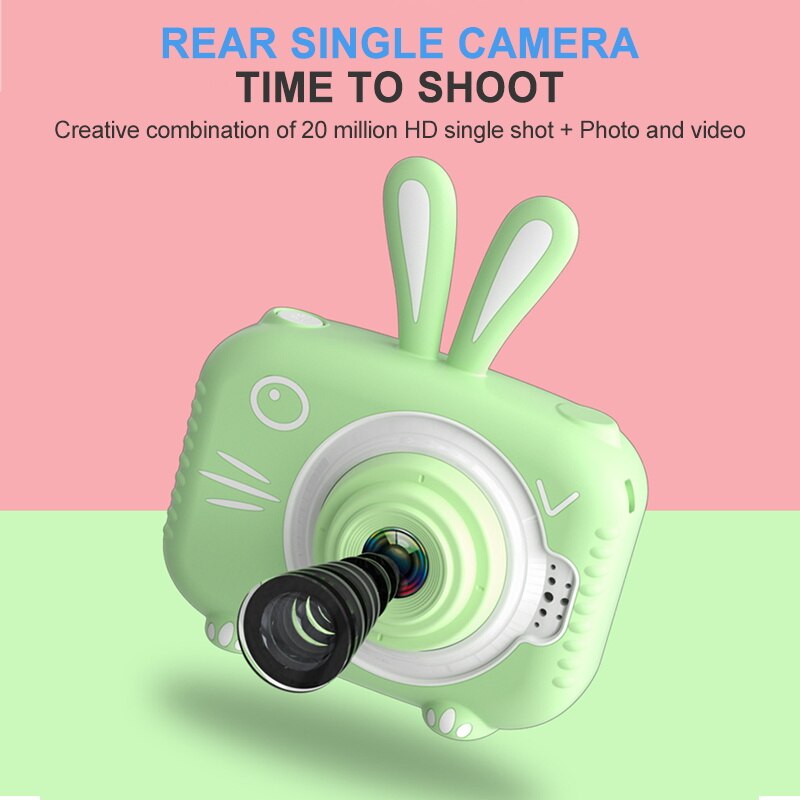 1080P Kids Camera Cartoon Cute Children's Camera Mini 20MP 2.0" Display Photo Video Camera with Game Toy For Children Baby
