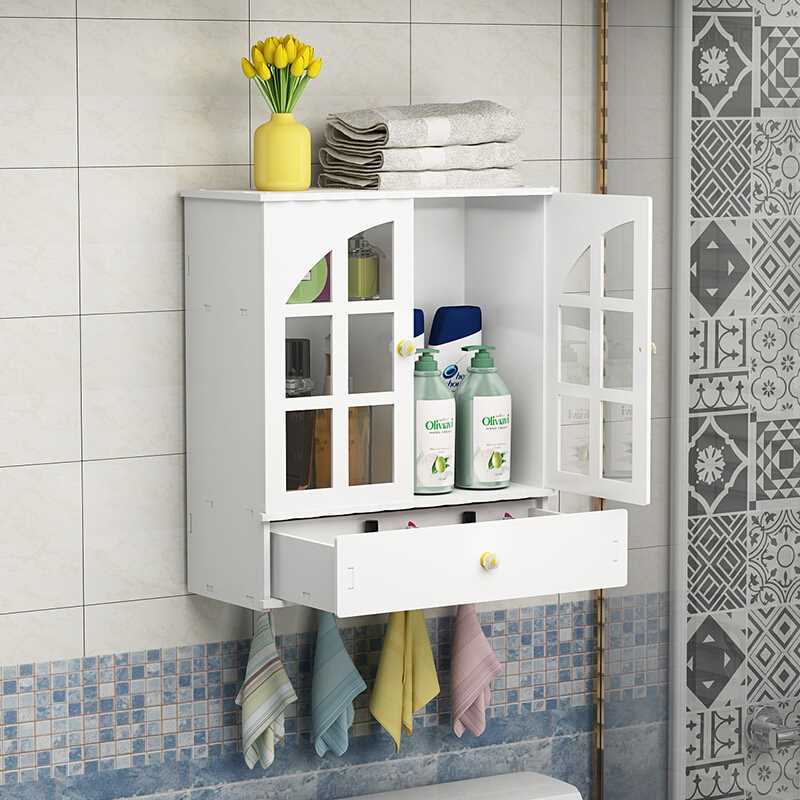Bathroom Cabinets Shelf Wall-mounted Perforated Toilet Vanity Wall-mounted Desktop Storage Rack Organizer LO515321
