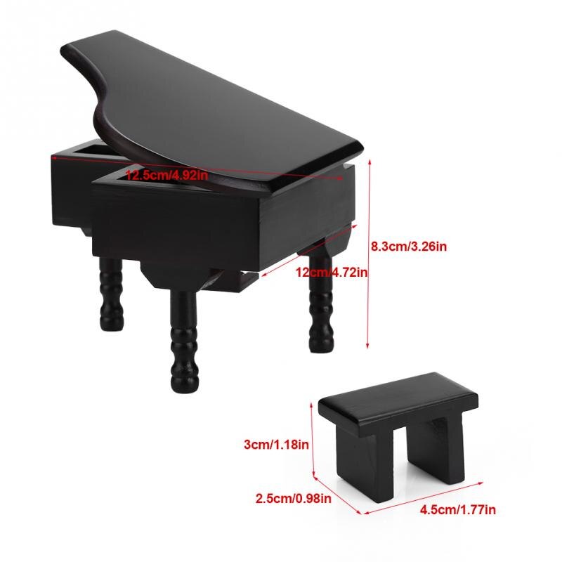 Skogkledd musikkboks windup piano musikkboks flygelformet musikkboks med liten krakk chrismas bursdag
