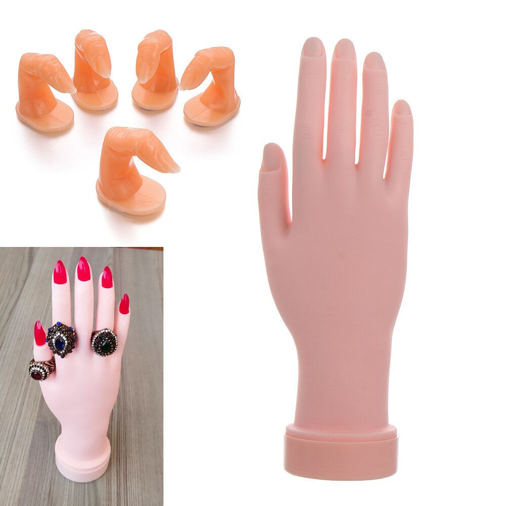 Professionele Acryl Gel False Hand Nail Art Training Plastic Nep Vinger Manicure Model Flexibele Diy Zachte Display Nail Tool: set