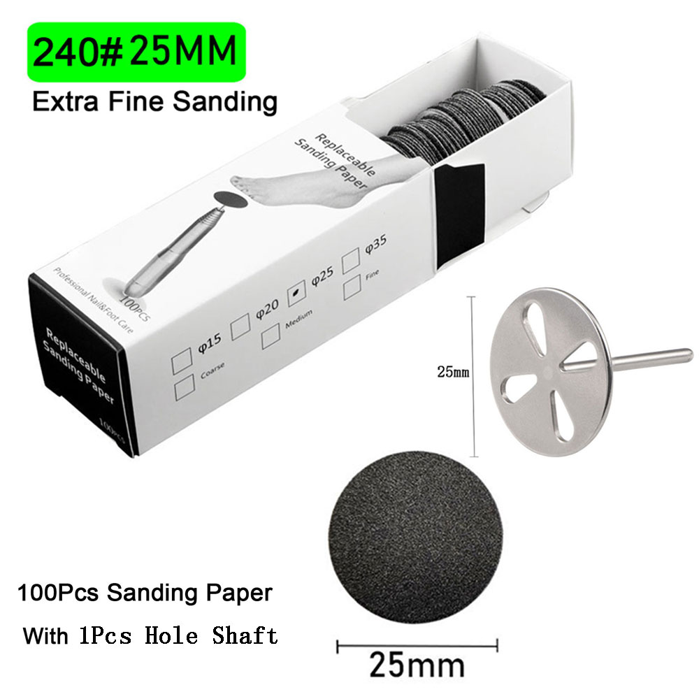 Papel de lija con boquilla de Metal para limas de pies, herramienta para quitar callos de piel muerta, herramienta de pedicura para cutículas, juego de papel de lija, 100 Uds.: Rosa