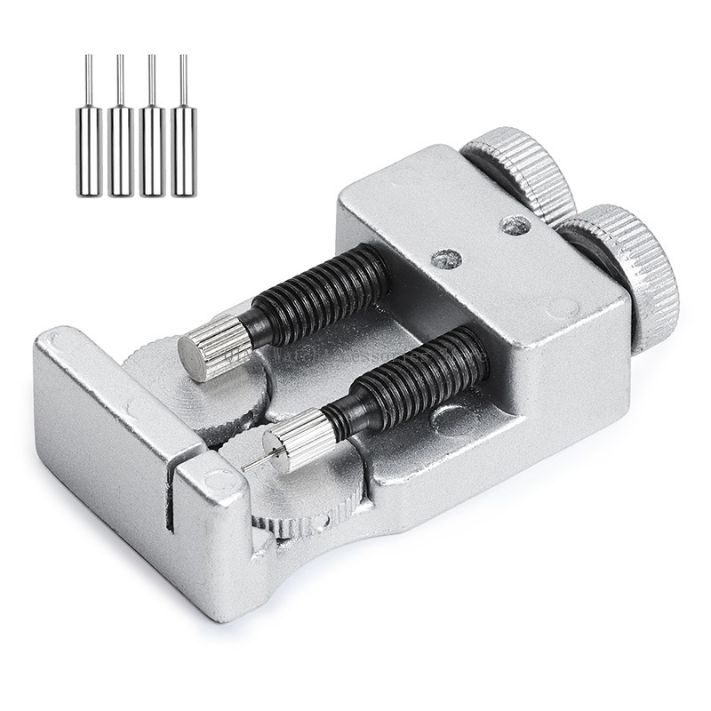 Klockarmband länkborttagare dubbelsidig metallstiftborttagare justerbar klockreparationsverktyg extra stift tillbehör