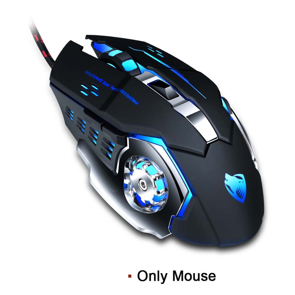 casque de jeu stéréo sur-oreille jeu casque bandeau écouteur avec micro lumière LED pour PC Gamer + 6 boutons Pro souris de jeu: Only Mice
