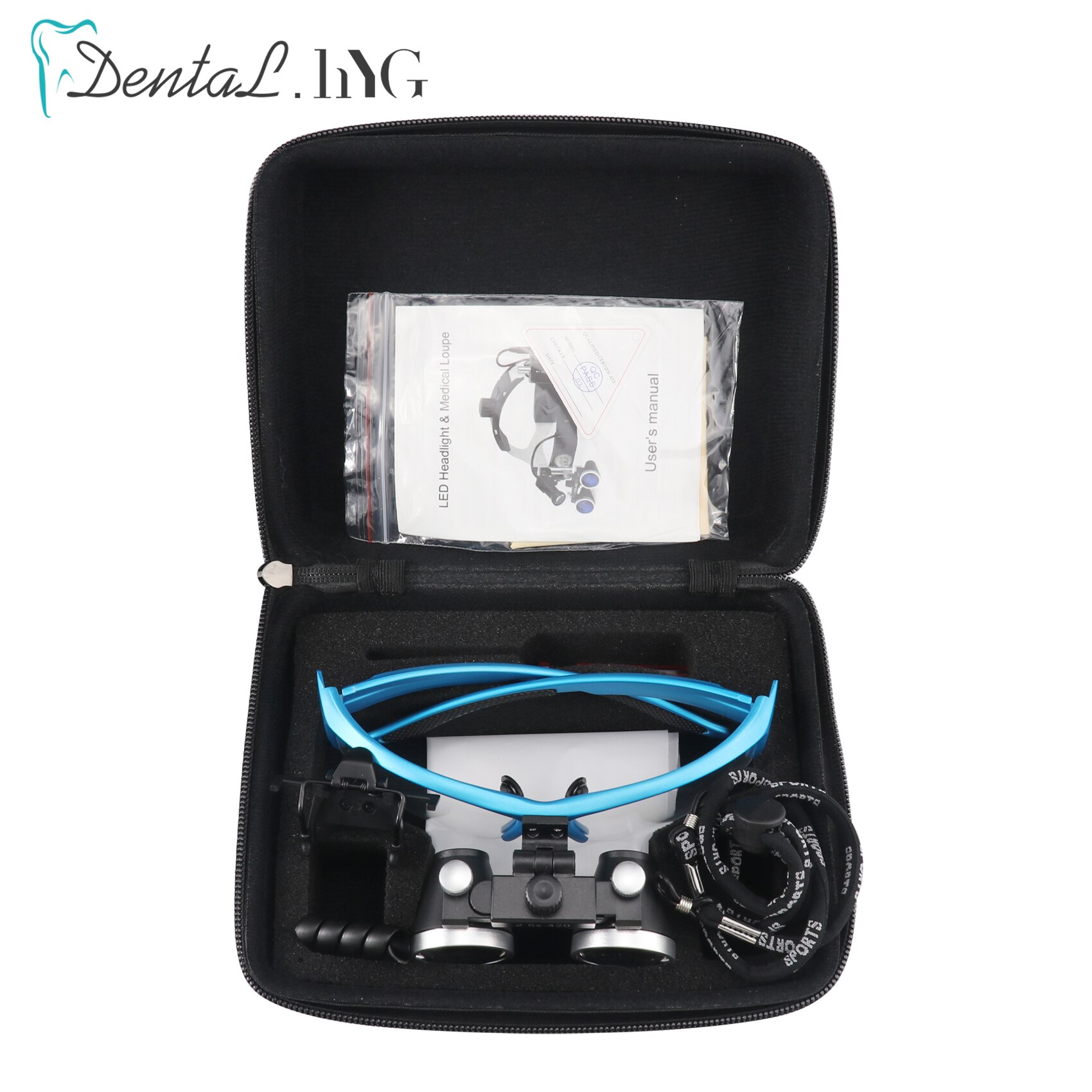 Lupa Dental 2.5X/3.5X, lupa Binocular para la cabeza, lupa ultraligera ajustable para dentista, gafas quirúrgicas, azul