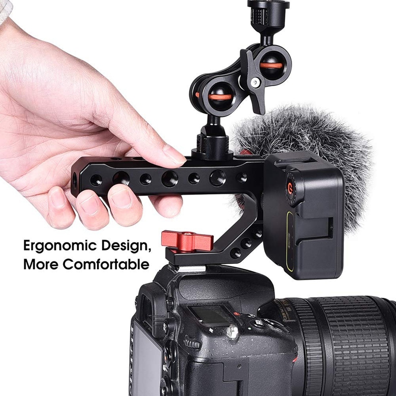 Jabs Universele Dslr Camera Rig Hand Grip Camera Top Koude Schoen Mount 1/4 Inch &amp; 3/8 Inch Gaten Aluminium camera Handvat