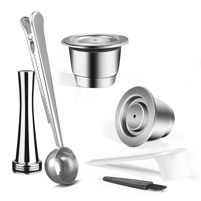 Belr-Housewares Upgraded Reusable Coffee Capsule For Nespresso Coffee Machine Espresso Coffee Crema Maker: 2 Cup 1Tamper1 Spoon