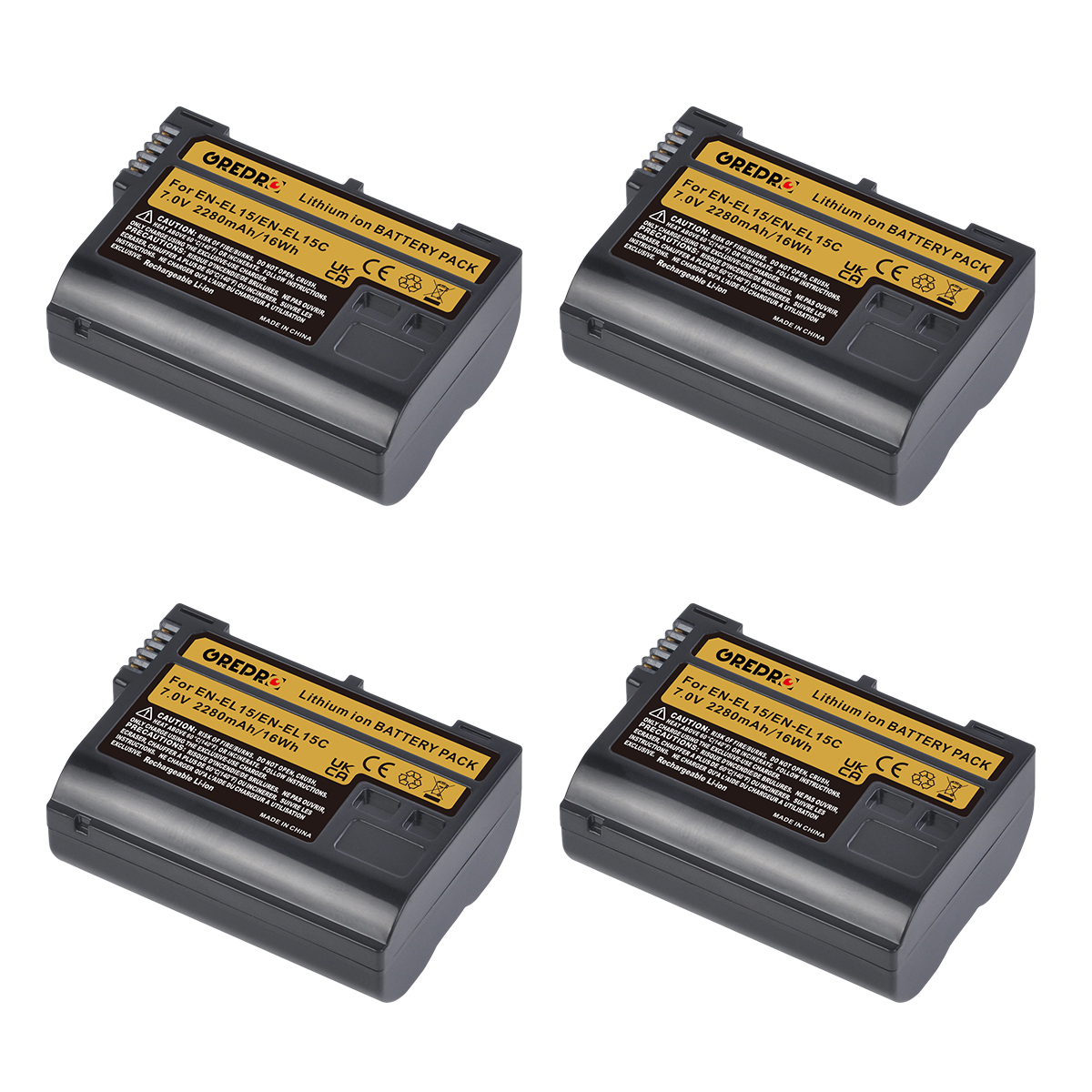 Batterie EN-EL15C EN-EL15B EN-EL15 + chargeur avec Port type-c, pour appareil photo Nikon Z5 D850 Z6 Z7 D780 D750 D810 D7000 D7500 Z6 ii: 4x Battery