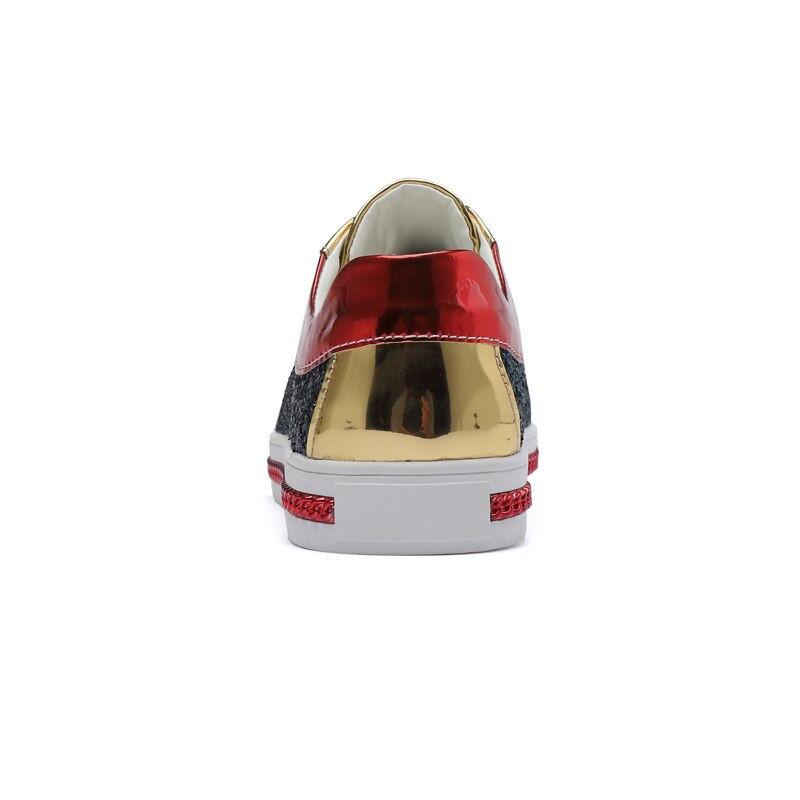 Mode Gouden Bling Spiegels Schoenen Mannen Club & Bar Schoeisel Grote Maat 45 46 Hip Hop Glitter Schoenen mannen Casual Sneakers