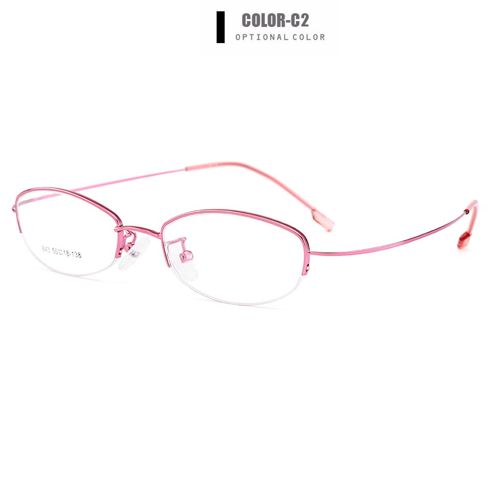 Gmei, gafas ópticas para mujer, ultra-ligeras, semi-sin montura, con memoria, monturas de aleación de titanio para miopía, presbicia, gafas de lectura Y643: C2-Pink