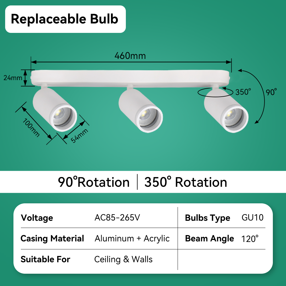 220V LED Spot Lights Home Decoration Ceiling Lights GU10 Adjustation Sport Lighting For Bedroom Kitchen 3 Color Track Lighting: XL / green
