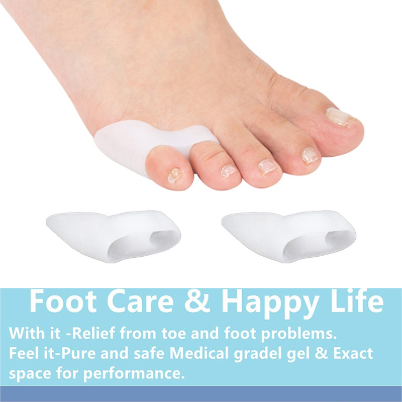 Pexmen 2Pcs Gel Pinky Toe Separator Bunionette Corrector Bunion Pads Little Toe Protector Pain Relief Spacer Foot Care Tool: Light Grey