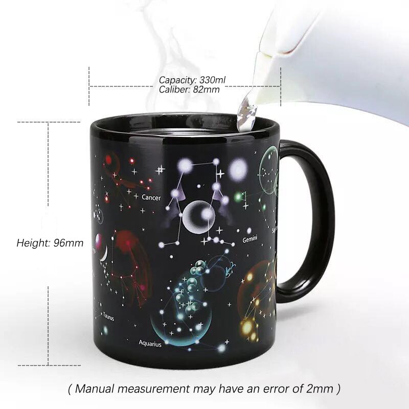 Keramisk krus farveændrende krus varme kaffe mælkekopper venner studerende morgenmad kop stjerne solsystem rejse krus