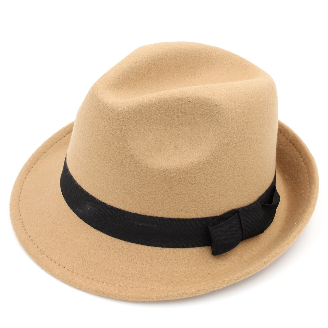 Mistdawn kids drenge børn fedora cap trilby hat uldblanding efterår vinter jazz cap størrelse 52cm: Khaki