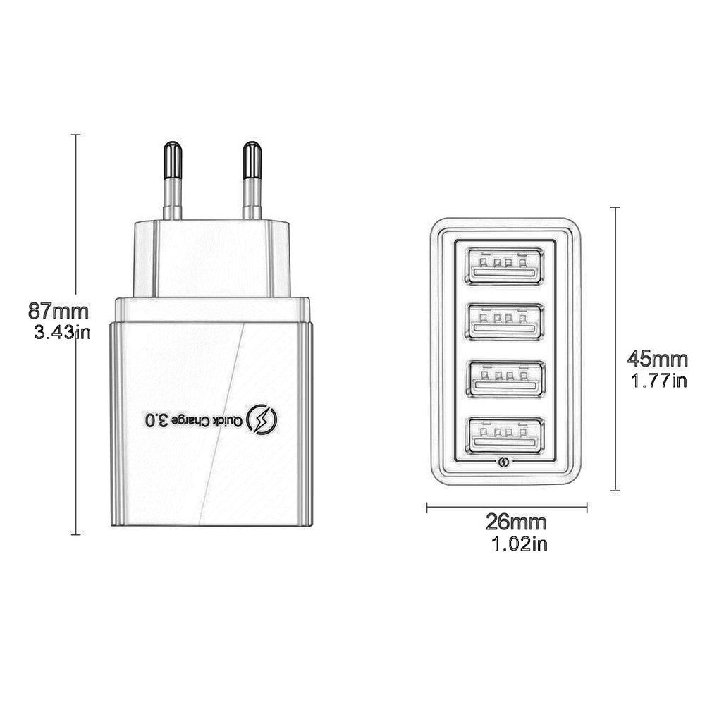 4 USB 3A praktisch Ladegerät Schnell Ladung Tragbare Zauberstab Handy, Mobiltelefon Ladegerät Flammschutzmittel Widerstand Tablette