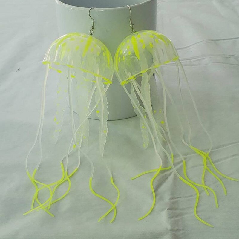 Kwallen Earring Festival Mermaid Sieraden Carnaval Neon Ultraviolet Glow Oceaan Kwallen Octopus Onderwater Mariene Leven Sieraden: yellow