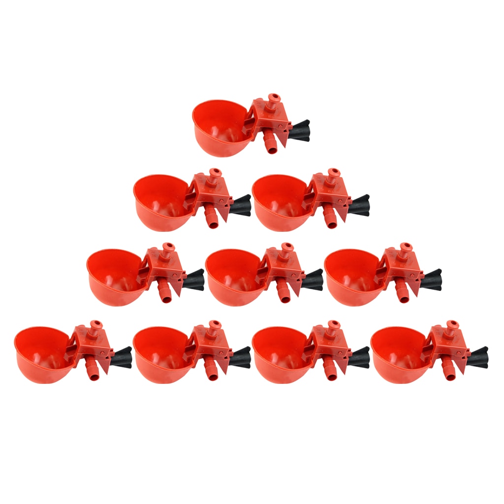 Pack of 10 - Automatic Chicken Waterer Drinker Cups with Ring - Water Dispenser for Poultry Automatic Bird Coop Feed