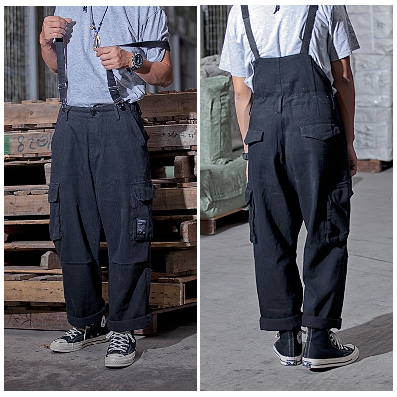 Seler bukser herre streetwear overalls multi-lomme arbejdsbukser cargo bukser afslappet bredbenede baggy pant herre