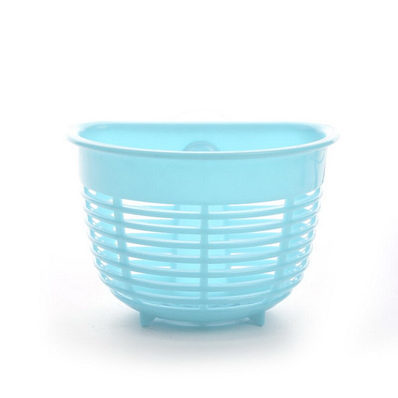Kitchen Wall-suction Storage Basket for Small Objects Sponge Small Storage Basket Multifunctional Sink Holder Basket: S blue