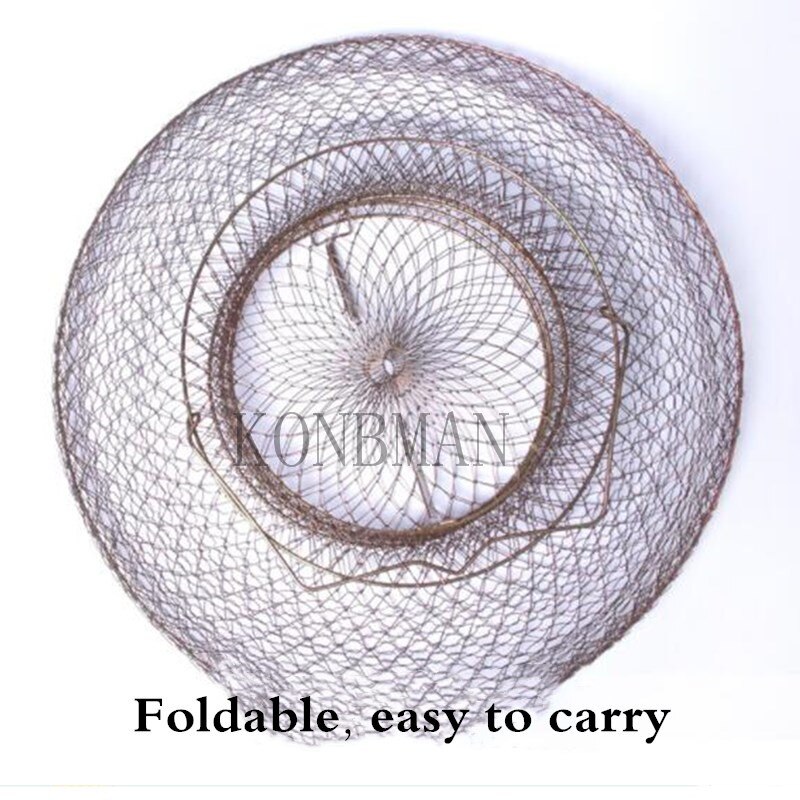 Metal Wire Fishing Net Fish Crabs Squid Shrimp Mesh Cage Cast Net Fishing Trap Network Foldable Fishing Net Tackle Outdoor