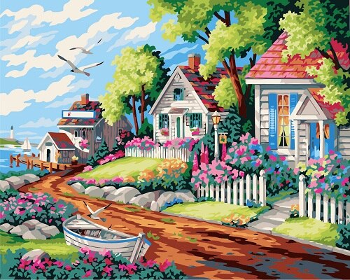 HUACAN pintura al óleo por números paisaje DIY fotos por números Paisaje del mar Kits de dibujo lienzo pintado a mano decoración del hogar: SZYH6015