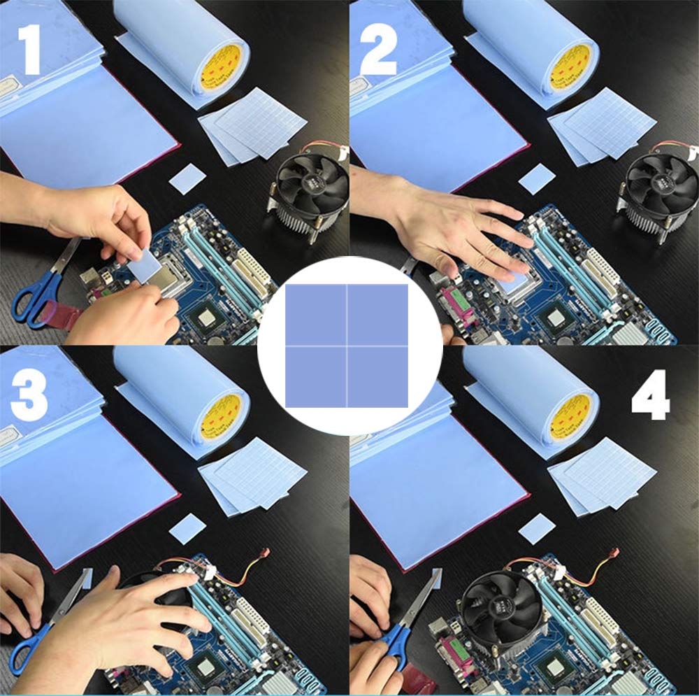 Almohadilla térmica GPU para disipador térmico de CPU, almohadilla de silicona conductora de refrigeración de 100/100, 5/0,5, 5/3/4/5mm de espesor, 1/1x2/2mm, 2 uds.
