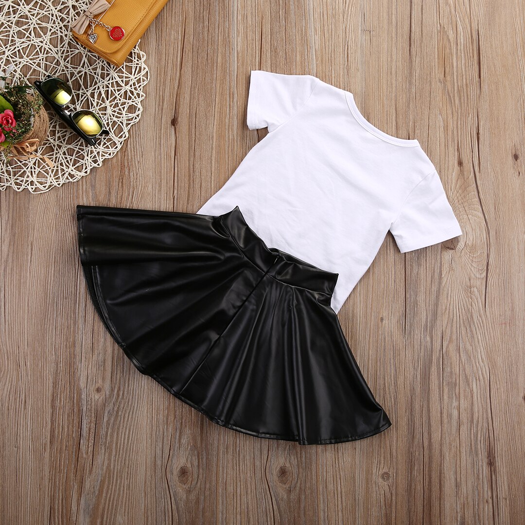 Summer Kid girls clothes Casual Clothing Sets Baby Girls Kids Clothes Set T Shirt+Short Mini Skirts Girl Outfits
