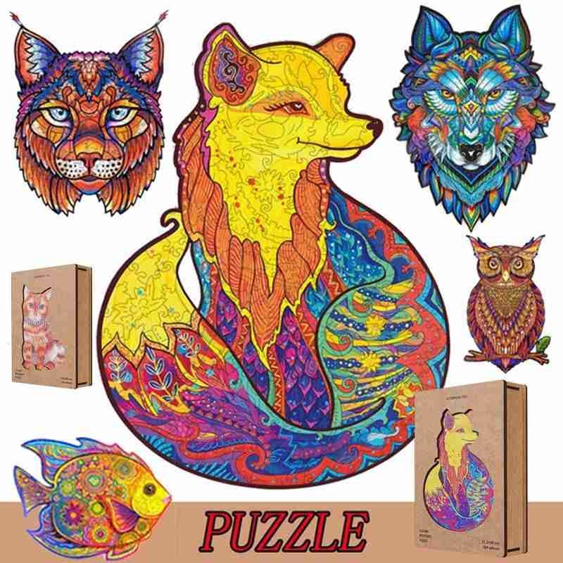 Puzzel Houten Puzzel Cartoon Dier Houten Legpuzzels Speelgoed Vroege Educatief Speelgoed Kerst Cadeau Voor Kinderen Cartoon Lion Dragon
