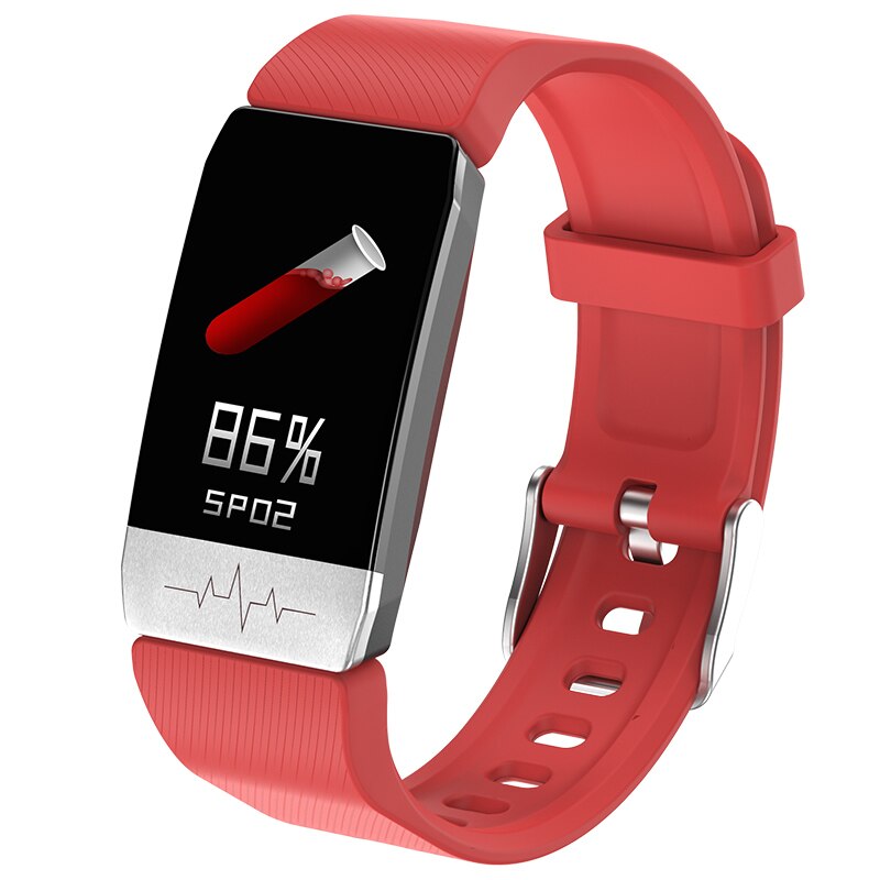 Tongyda smart band  t1s med kropstemperatur ecg + ppg fitness tracker blodtryk bluetooth smart armbåndsur til telefon: Rød