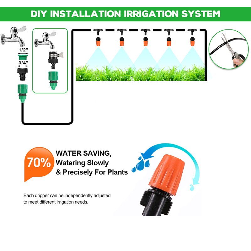 Micro Drip Irrigation System Garden Watering System Adjustable Drippers DIY Kit Irrigation System