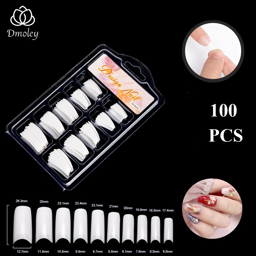 Dmoley 100 Pcs Valse Nagel Tips Wit/Clear/Natural Franse Stijl Vingernagels Nail Tips Volledige Cover False Acryl nail Art Tips