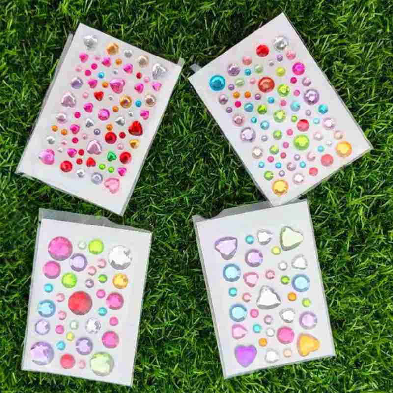 Pegatinas de diamantes de imitación 3D DIY para niños, decoraciones tridimensionales de coche de cristal acrílico, pegatinas de ordenador para Álbum de niños U2I3