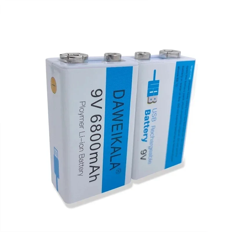 Daweikala 9V 6800mAh Li-ion Rechargeable Battery Micro USB Batteries 9 V Lithium For Multimeter Microphone Toy Remote Contro