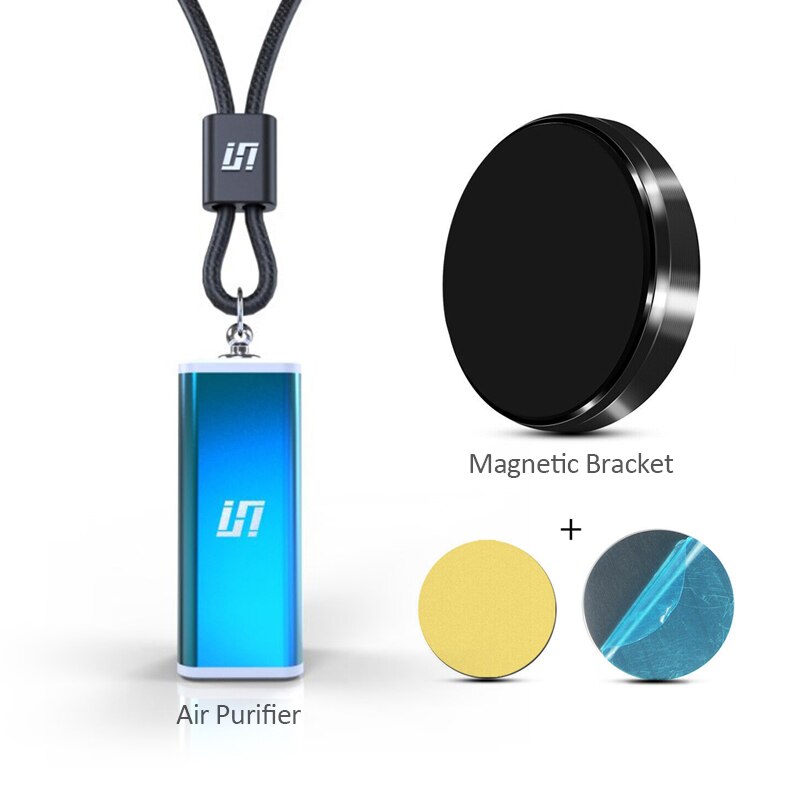 Draagbare luchtreiniger voor in de auto, ketting, mini draagbare usb-luchtreiniger, negatieve lon-generator, geluidsarme draagbare luchtverfrisser: Blauw