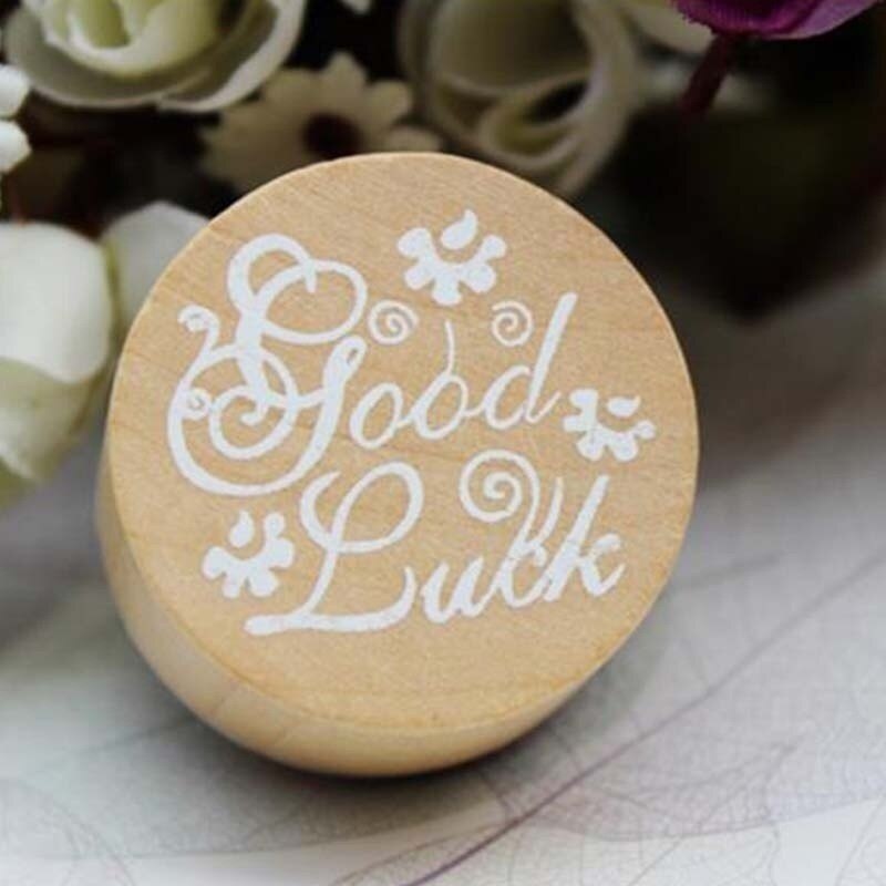 Retro Round Wooden Stamp Popular Handwriting Wish Sentiment Wooden Rubber Round Stamp Floral Choose Word