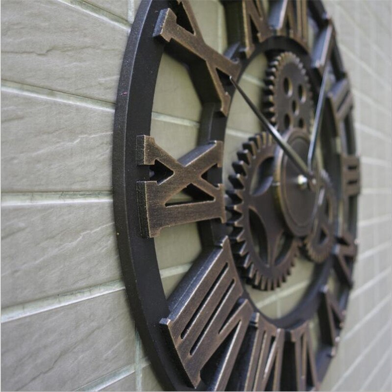 Industrial Gear Wall Clock Decorative Retro MDL Wall Clock Industrial Age Style Room Decoration Wall Art Decor (Without Battery)