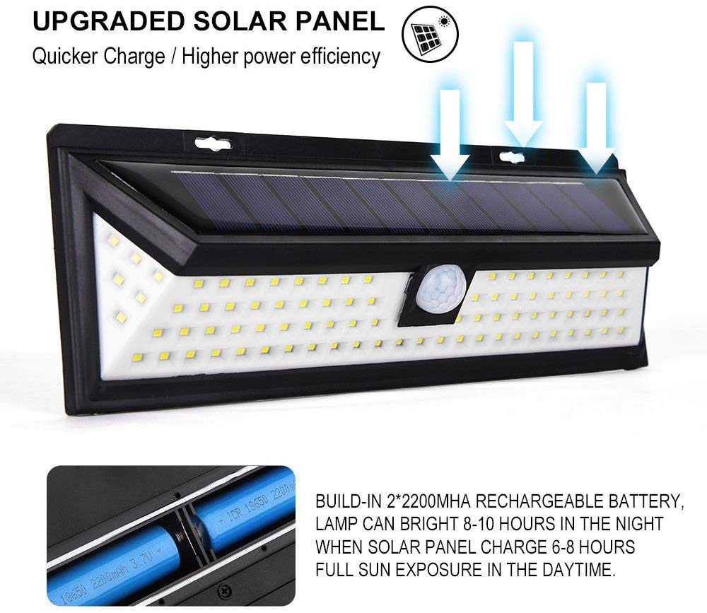 90 led zonne-aangedreven wandlamp met pir-bewegingssensor voor buiten