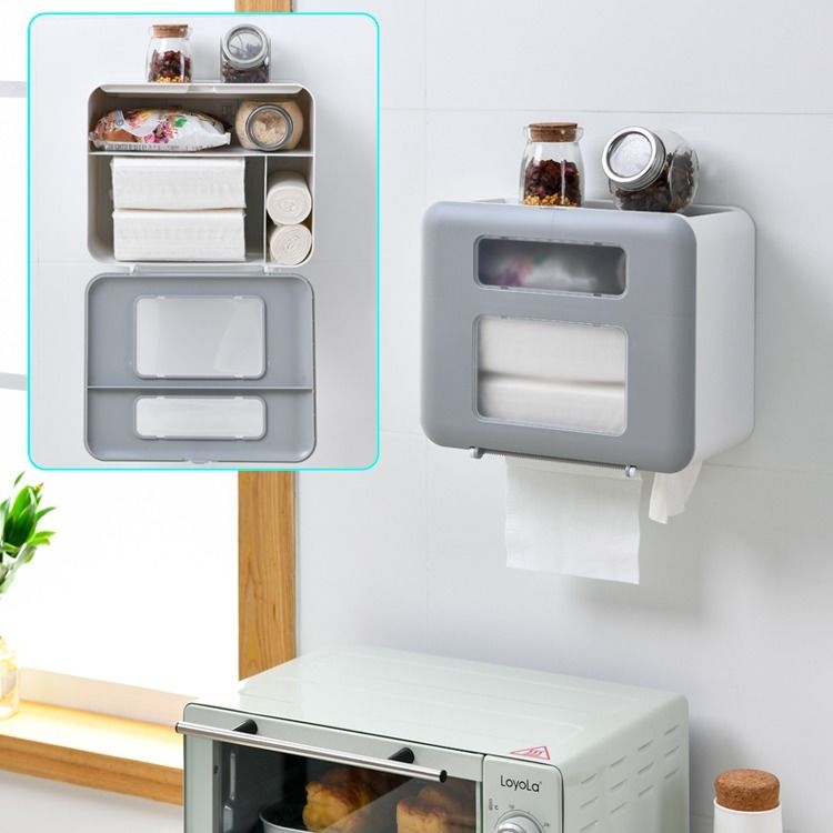Suportes de papel higiénico à prova dwaterproof água wall-mounted portátil caixa de armazenamento de tecido suporte de papel do banheiro papel sem instalação de perfuração