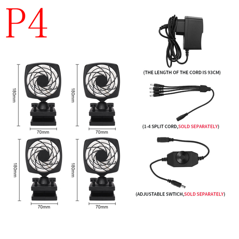 NICREW – ventilateur d'aquarium 360-110 V, contrôle automatique de la température, système de refroidissement à eau rotatif 240 degrés, silencieux, détachable: 4 Fans Set / UK Plug