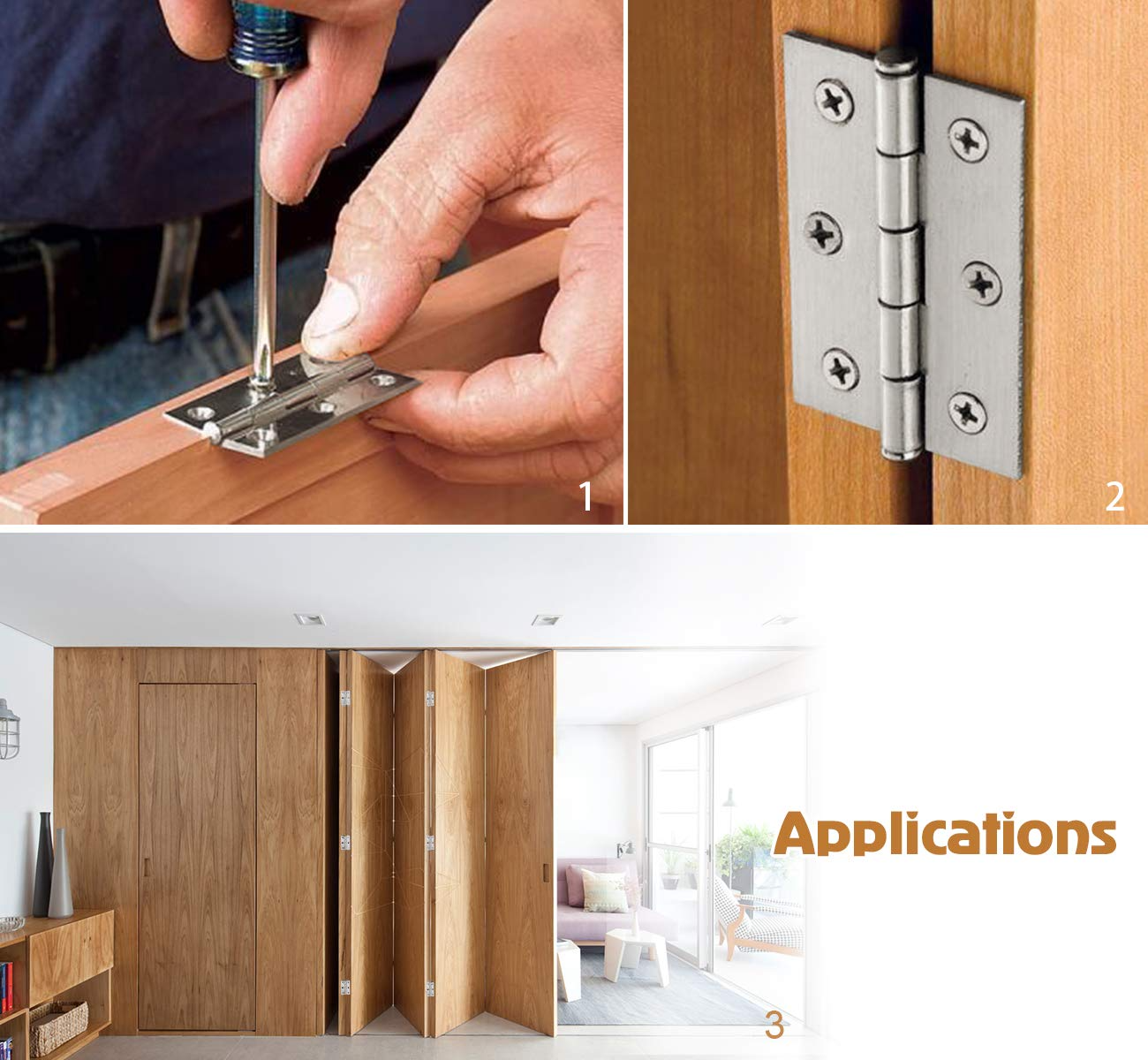 6-20 piezas bisagras de puerta pequeñas 304 acero inoxidable plata muebles para el hogar herrajes para gabinete de Piano con tornillos 1,5 pulgadas 2 pulgadas 2,5 pulgadas 3 pulgadas