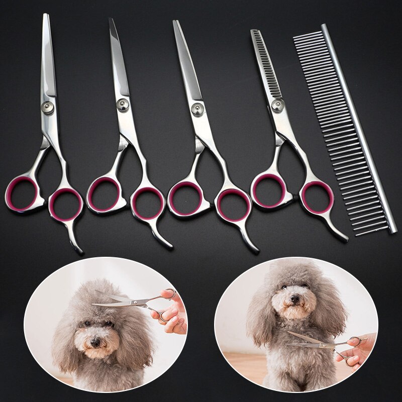 1PC Pet Grooming Scissors Stainless Steel Cats Dogs Hair Seam Scissors Pet Comb Dog Grooming Hair Cutting Tools
