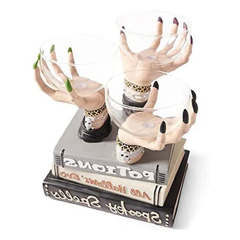 3 sztuk Halloween czarownica ręcznie uchwyt robić miski rzemiosło żywiczne przekąska deserowa przechowywania żywicy blać dekoracje (bez książek)