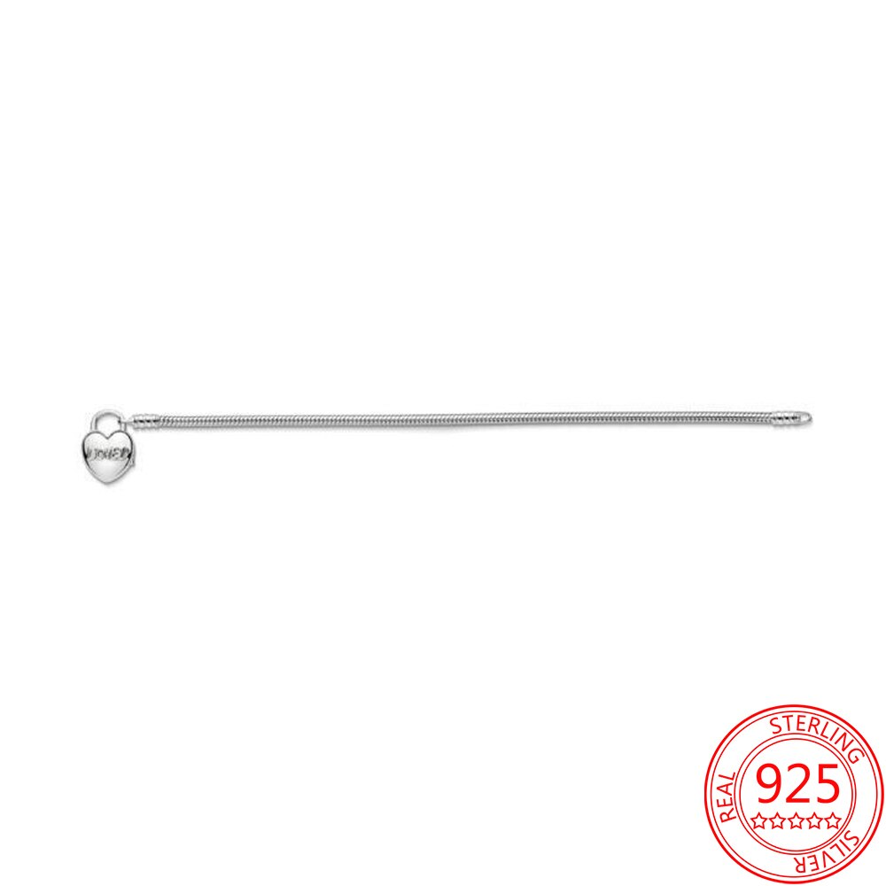 Original 925 Sterling Silver Safety Chain Heart-shaped Buckle Safety Bracelet Charm Fits Moment Bracelet Christmas