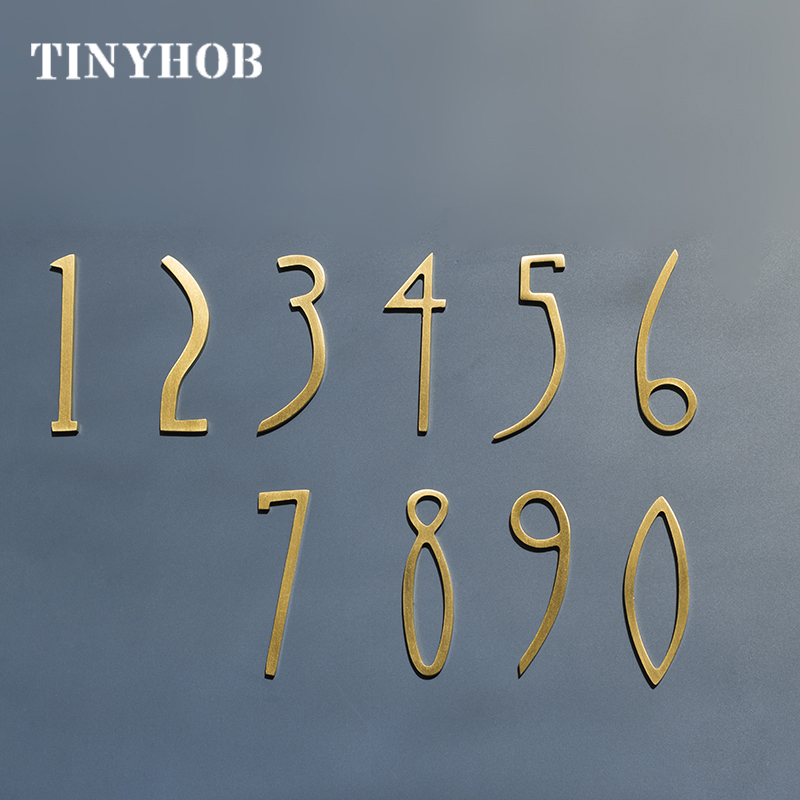 Golden Brass Numbers Decoratieve Muur Deur Nummers Deur Platen Cijfers Slaapzaal Hotel Home Adres Teken 0-9