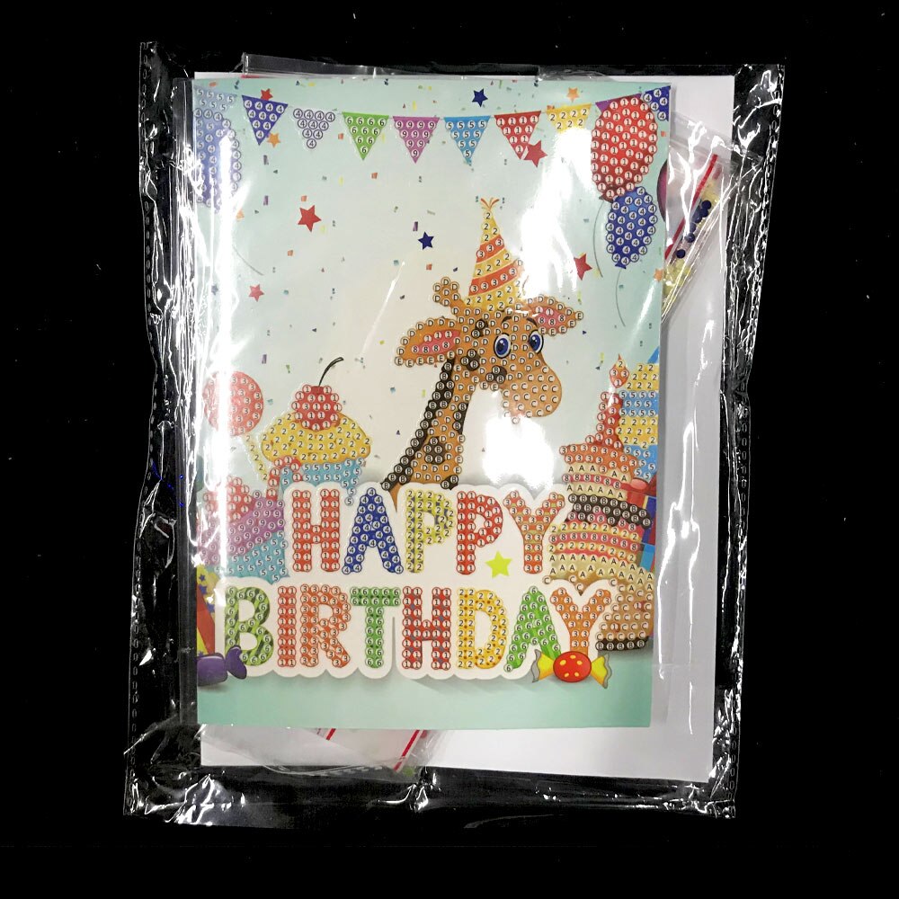 Geburtstag karte Diamant Malerei Karikatur Ebene ballon Runde Teil Bohrer einladung knapp 5D Nouveaute DIY Mosaik bild: verrotten
