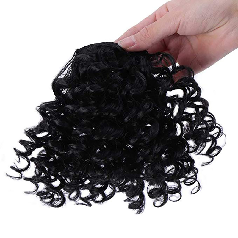 Afro Curly Fringe Clips In Bangs High Temperature Fiber Hairpieces Natural Black Synthetic Hair Extensions HOUYAN: Default Title